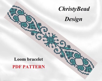 Flower Bead Loom Bracelet Pattern: Miyuki Delica (PDF Pattern)