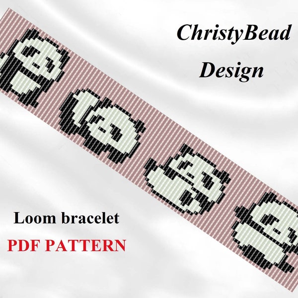 Beaded loom bracelet, panda pattern, seed bead bracelet, woven bracelet, animal pattern, gift, loom bead bracelet, PDF