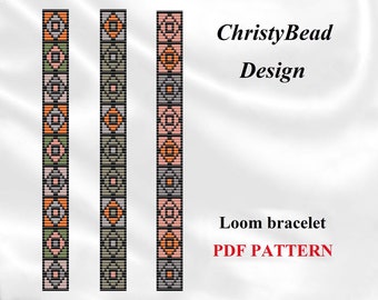 Patrón de pulsera de cuentas en telar: Diseño de cuadrados (Patrón en PDF)