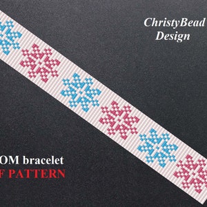 Bead loom bracelet pattern Snowflakes pattern Loom pattern for beading Bead loom pattern Jewelry pattern Loom bracelet PDF