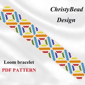Geometric Loom bracelet pattern Bead loom bracelet Loom pattern Square stitch pattern Beading pattern Download pdf pattern