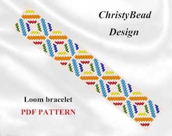 Geometric Loom Bracelet Pattern: Square Stitch Beading (PDF Pattern)