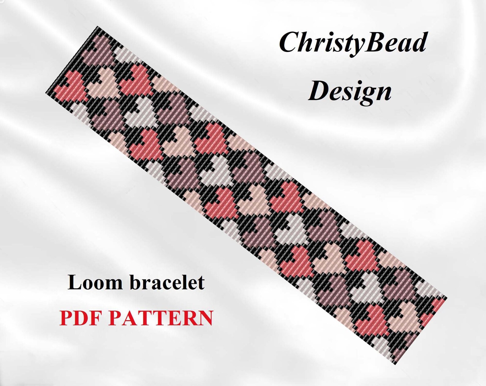 Heart Pattern Loom Bracelet Pattern Bead Loom Pattern Beading Pattern