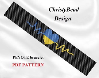 Bransoletka z koralików peyote Ukraina Wzór peyote do koralikowania Módl się za Ukrainę Wzór koralikowy Bransoletka peyote Wzór na biżuterię Pobierz PDF