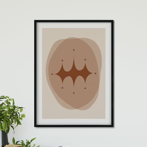 Rust Colored Mid Century Modern Art, Printable Minimalist Wall Art, Abstract Starburst
