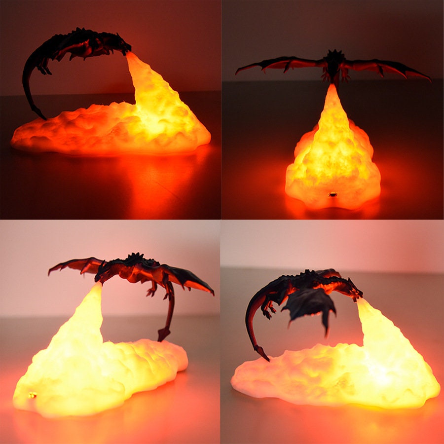3D Printed Dragon Lamp Dragon Fire Breathing Light LED Etsy