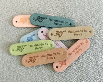 Personalised Handmade Tags, Custom Crochet Tags, Fabric Label for Handmade Item, Handmade Tags, 45x12mm