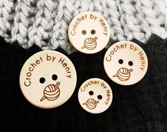 Engraved Buttons, Customized Wooden Button for Crochet, Personalized Buttons for Handmade Knitting, 15mm, 20mm, 25mm