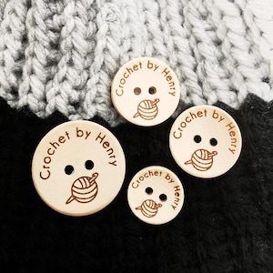 Engraved Buttons, Customized Wooden Button for Crochet, Personalized Buttons for Handmade Knitting, 15mm, 20mm, 25mm