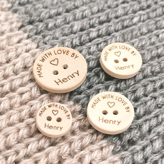 Engraved Buttons for Crochet, Customized Wooden Buttons, Personalized Buttons for Handmade Knitting, 15mm, 20mm, 25mm