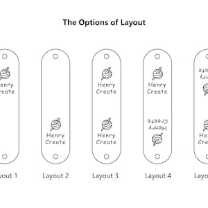 May include: Five different layout options for a bookmark design. The bookmark is a long, thin rectangle with rounded corners. The design features a ball of yarn and the text "Henry Create".
