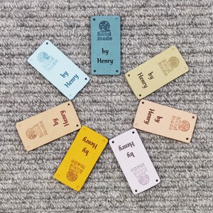 Personalised 50x25mm Rectangle Sewing Labels, Custom Microfiber Handmade Label, Handmade Knitting Tags