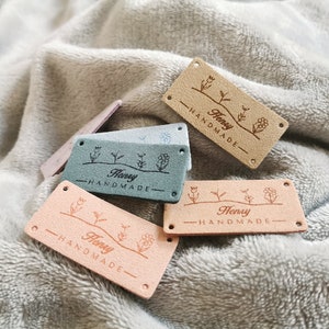 Customized Crochet Labels, Custom Microfiber Handmade Label, Tags for Handmade Items, Personalised Crochet Tags, 50x25mm