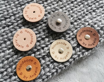 Circle Tag for Handmade Items, Custom Clothing Label, Handmade Crochet Tag, Craft Tags, Personalised Handmade Labels, 25x25mm