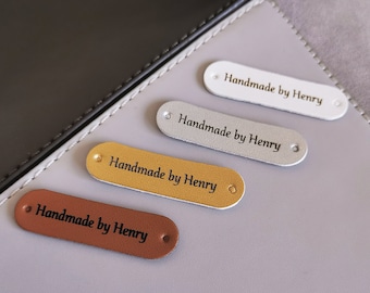 Etiquetas de costura personalizadas, etiquetas de cuero hechas a mano, etiquetas de tejido de PU hechas a mano, 45 x 12 mm