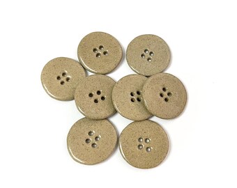 Handmade Plain Ceramic Buttons – Set of 2 for Sewing, Knitting & Crochet - 25x25mm