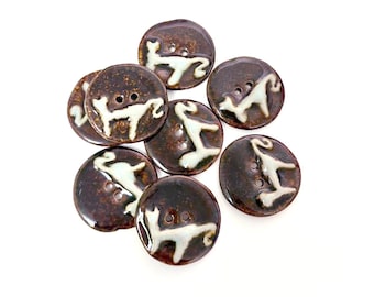 Handmade Cat Ceramic Buttons – Set of 2 for Sewing, Knitting & Crochet - 27x27mm