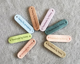 Personalised Handmade Labels, Custom Crochet Tags, Fabric Label for Handmade Item, Handmade Tags, 45x12mm