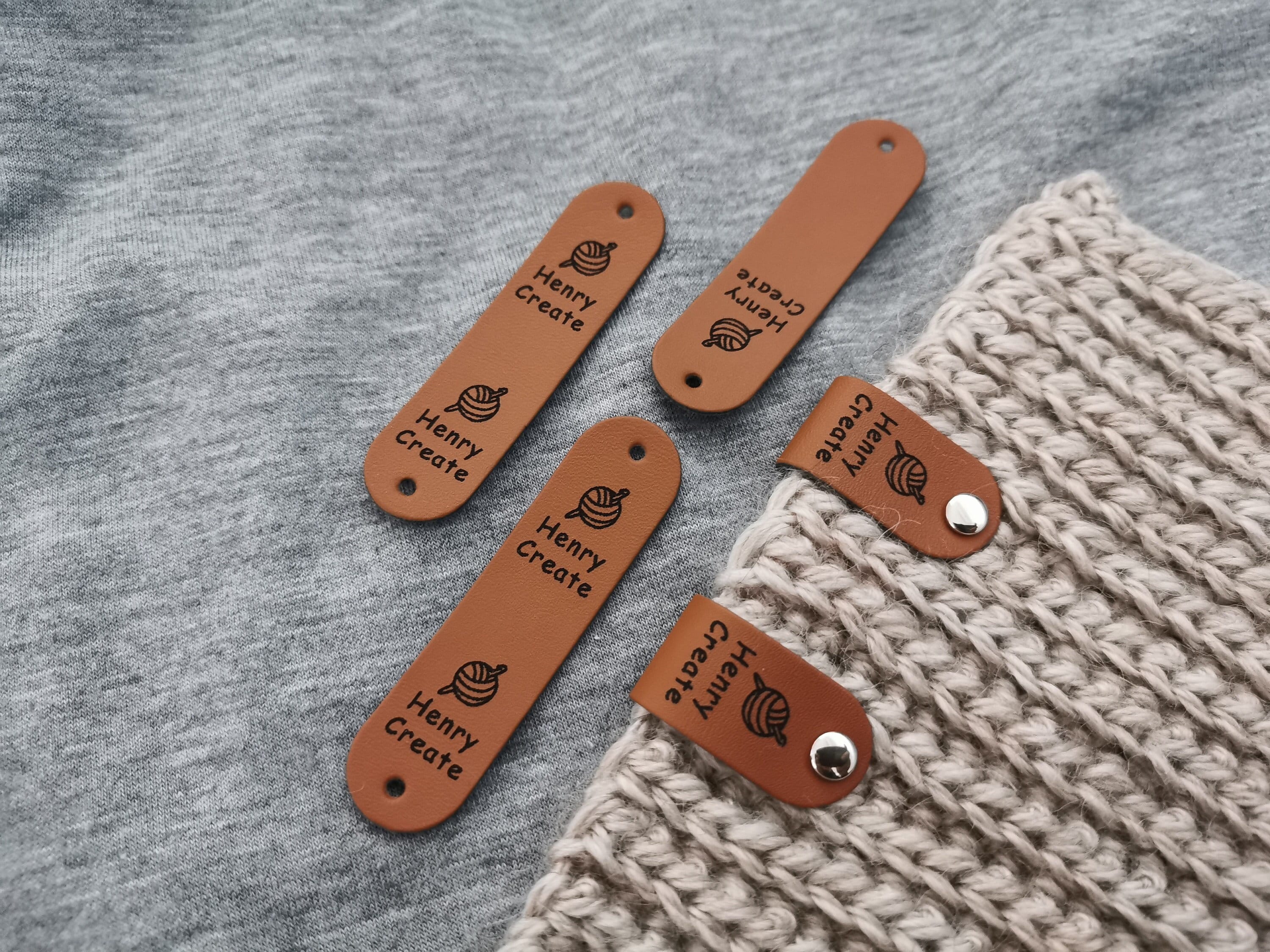 Tag for Handmade Item, Custom Leather Label, Handmade Crochet Tag