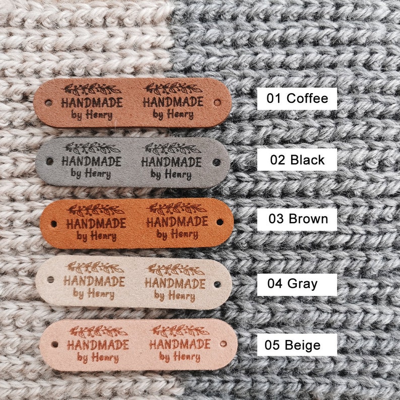 Custom Labels for Crochet, Tag for Handmade Item, Custom Clothing Label, Personalised Handmade Labels, 64x16mm image 2