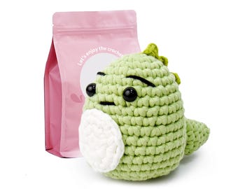 Beginner Dinosaur Crochet Kit, Amigurumi Crochet Starter Kit DIY Craft Gift