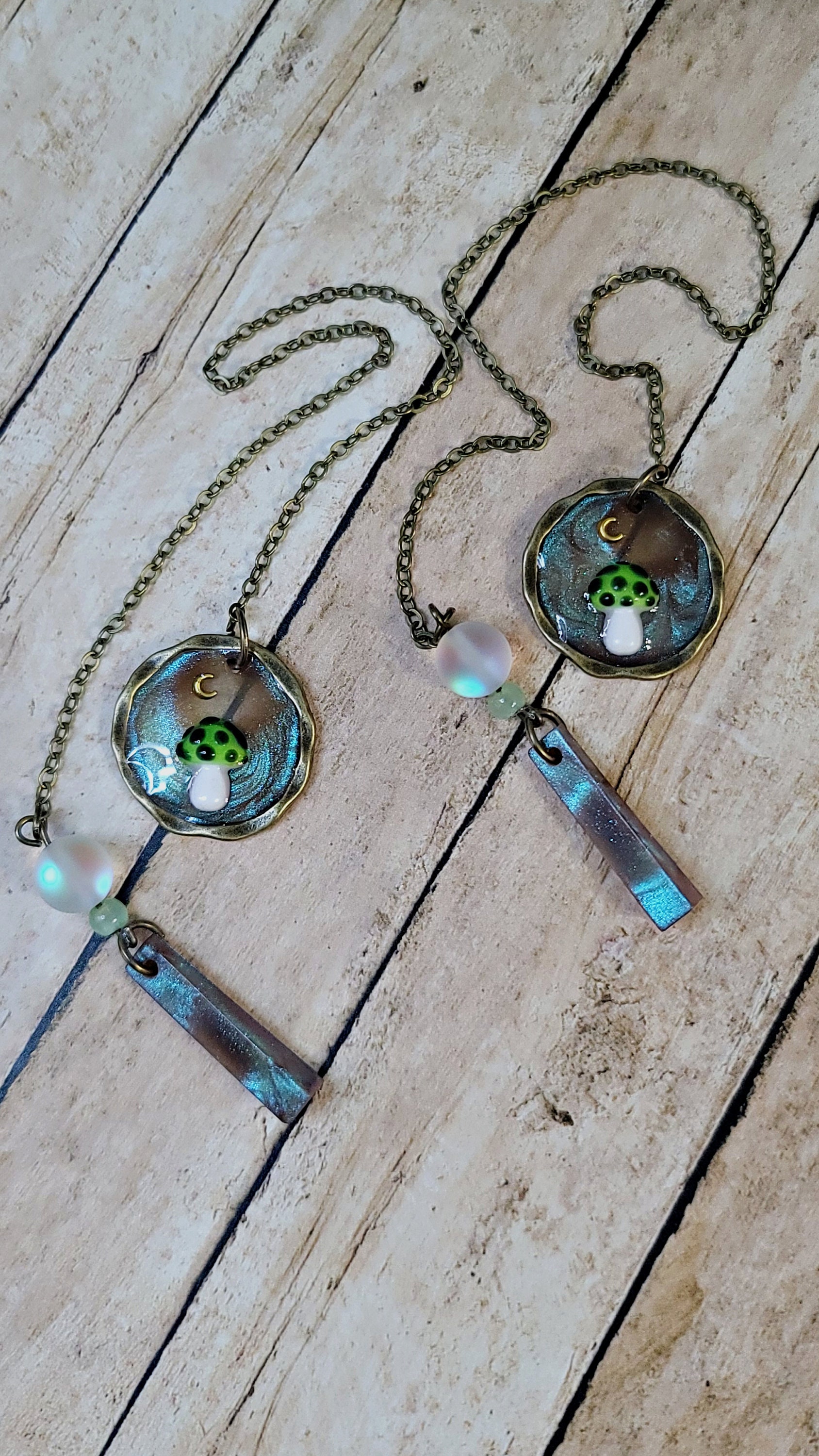 Green Mushroom Ear Weights, Mystical Ear Hangers, Shroom Ear Weight