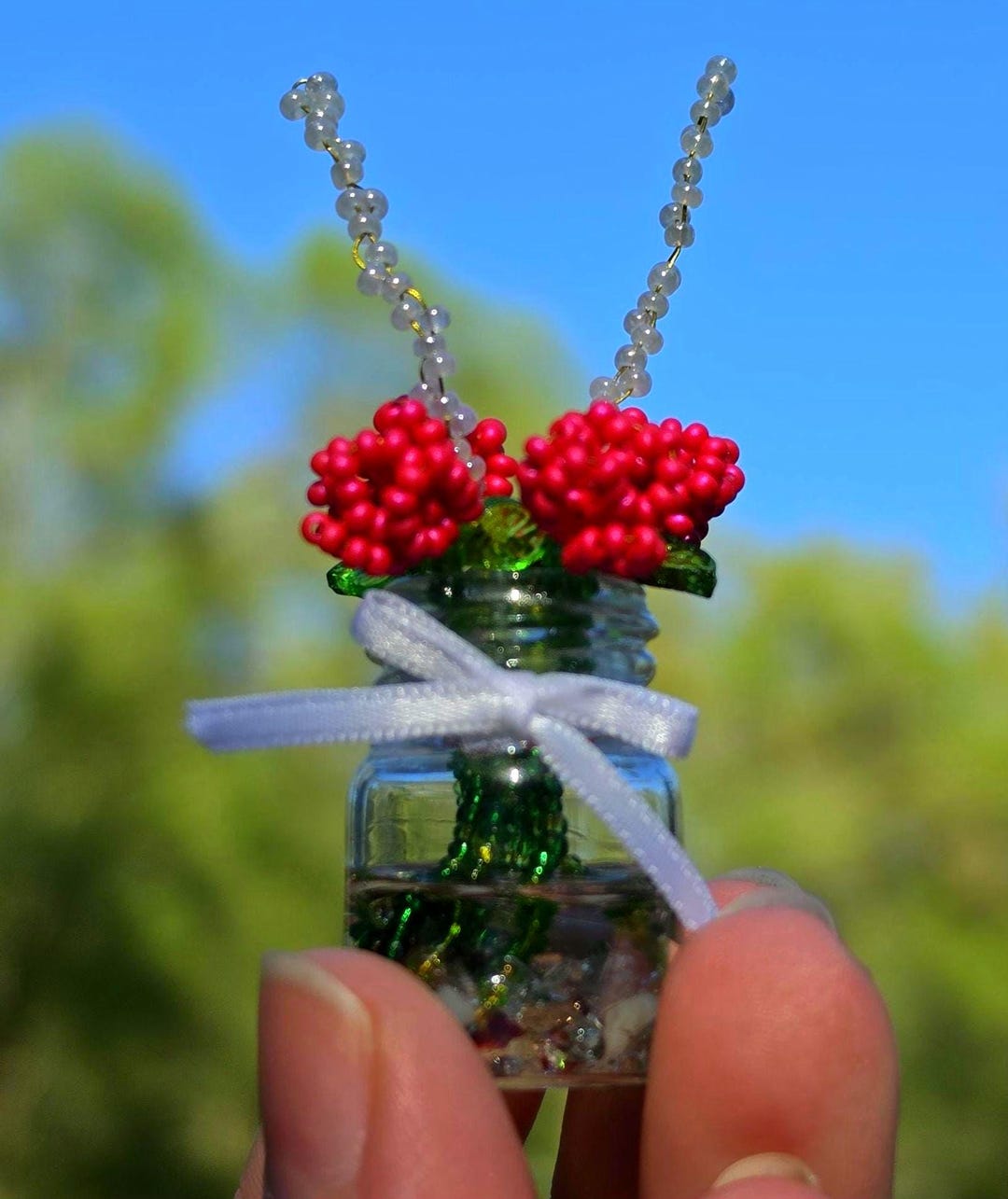 Miniature Beaded Roses in Jar, Czech Glass Flower Arrangement, Desk ...