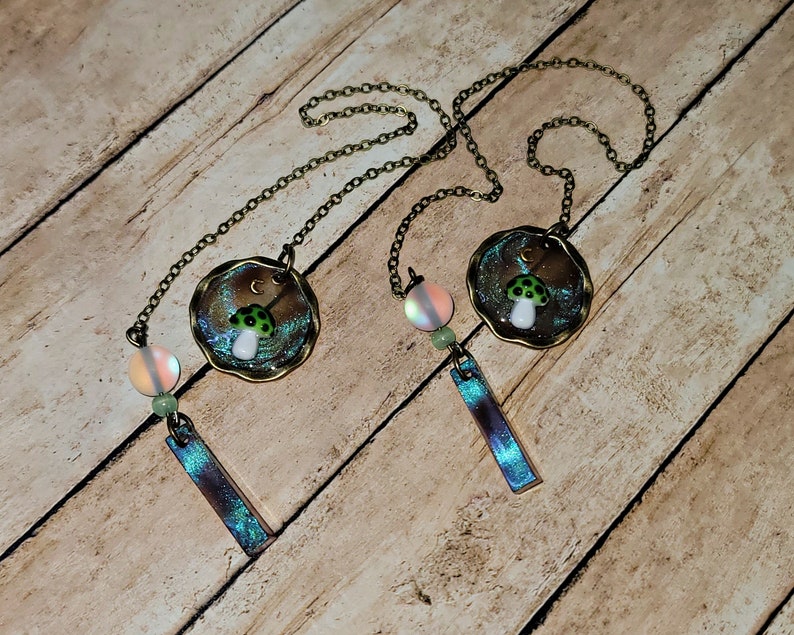 Green Mushroom Ear Weights, Mystical Ear Hangers, Shroom Ear Weight