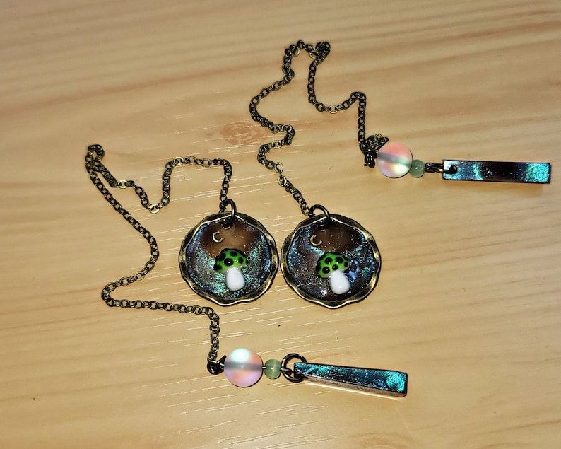 Green Mushroom Ear Weights, Mystical Ear Hangers, Shroom Ear Weight