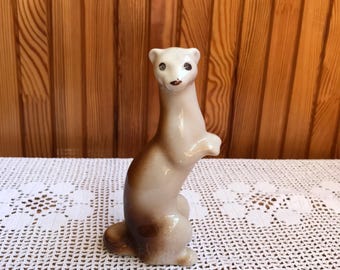 Vintage Keramik Figur Wiesel Porzellan Dekor mit Tieren Figur Ermine Landhaus Dekor Geschenk für eine Hundemama