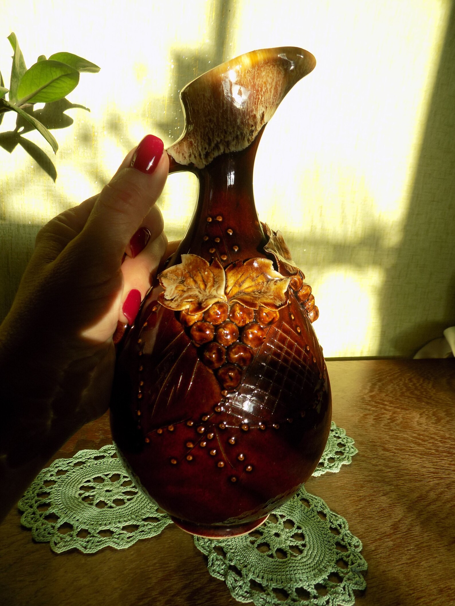 Ceramic wine pitcher Vintage handmade ceramic jug that has Etsy