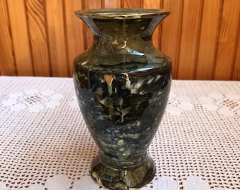 Antique Green Ceramic Vase With Marble Pattern Green and Blue Vase Mid-Century Vase Antique Style Vase