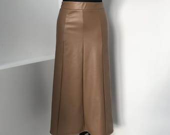 Long Vegan Leather Skirt Size 12-14 Warm Leather Skirt With Handmade Elastic I Accept Oders According to Your Sizes. Mom+daughter