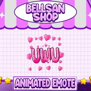Animated Pink UWU Emote: Kawaii Hearts for Twitch/Discord