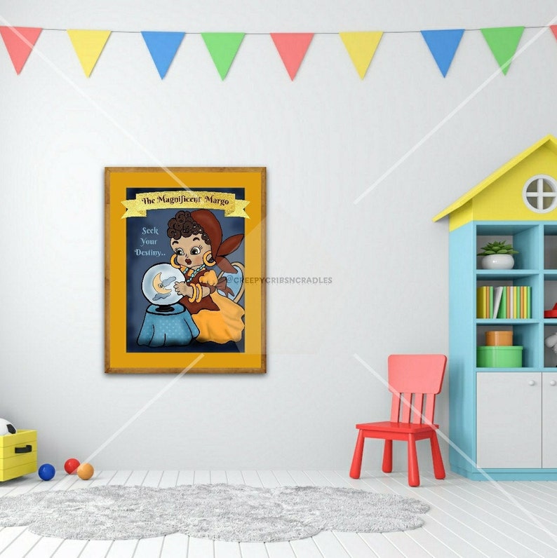 instant download Cute circus print Fortune teller,nursery print,circus kitsch original art,circus art