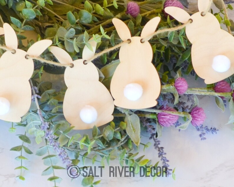Easter Bunny Garland Natural Wood Bunnies Banner Nursery Etsy