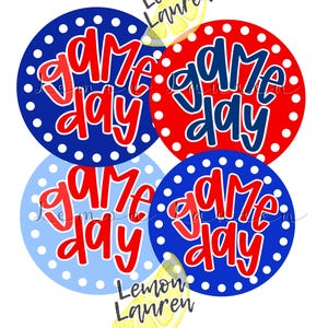 2.3 or 3 inch Red Blue Game Day Button with Pin - School  State College University Football Team  - Mom Gift Custom Order ANY COLOR COMBO