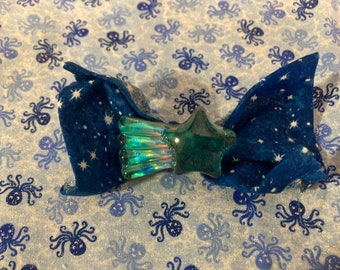 Teal Shooting Star Clip on Bow