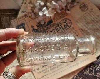 Antique Bisurated Magnesia Bottle: Early 1900s Apothecary Decor