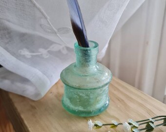 Vintage Collectible SchaldachCarwin Hand Painted Glass Ink Well