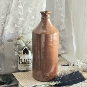 Huge Victorian BOURNE DENBY Stoneware Ink Pot | 1800&#39;s Master Ink | Antique Salt Glazed Ink Bottle Rustic Country Decor GREAT GiFT !