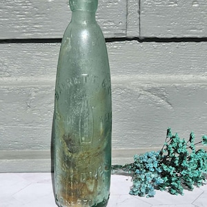 SEA W0RN Antique Bottle  Barrett & Elers Sydney | STiCK BOTTLE Hogben Patent | BREFFITS Co London Maker 1860s - 1890 Rustic Blob Top