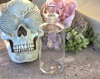 Frasco de reactivo antiguo con pontil esmerilado, frasco de farmacia, tapón de vidrio plano pulido * Frasco de boticario de químico del siglo XIX *