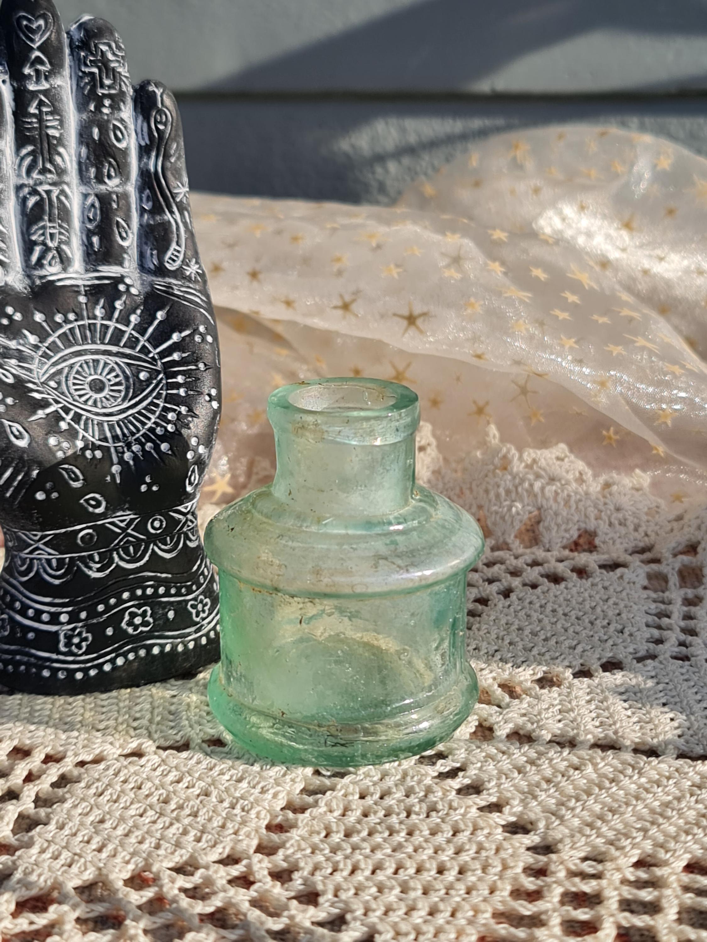 1800s Victorian Ink Well * Antique Small Aqua Glass Inkwell * - Etsy