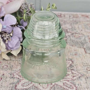 Vintage Light Green Insulator |  AGM Australia Glass Telegraph Insulator | Pale Green Insulator AGM 14 Australian Glass Manufacturing