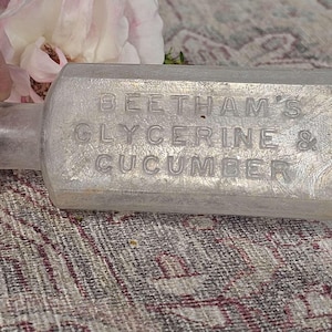 1880s BEETHAM&#39;S GLYCERINE & CUCUMBER Skin Beauty Antique Chemist Bottle * Patination Frosty Glass  | Rare Collectible Quack Medicine