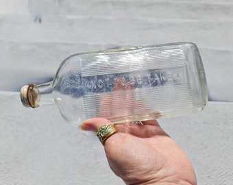 XL POISON | Large Vintage Poison Bottle | Embossed Not To Be Taken | Clear Glass Poison Bottle with Original Lid