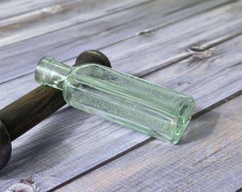 1905-1909 Antique 3-IN-ONE OIL Sample Bottle * Small Aqua ~ 120 Year Old Bottle! (Damage)
