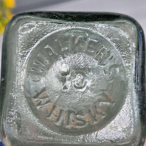 Huge 1800s WALKER'S WHiSKY * JOHNNIE WALKER Bottle * Antique Large Aqua Liquor Bottle for Man Cave * Bar Decor * Dad Gift image 3
