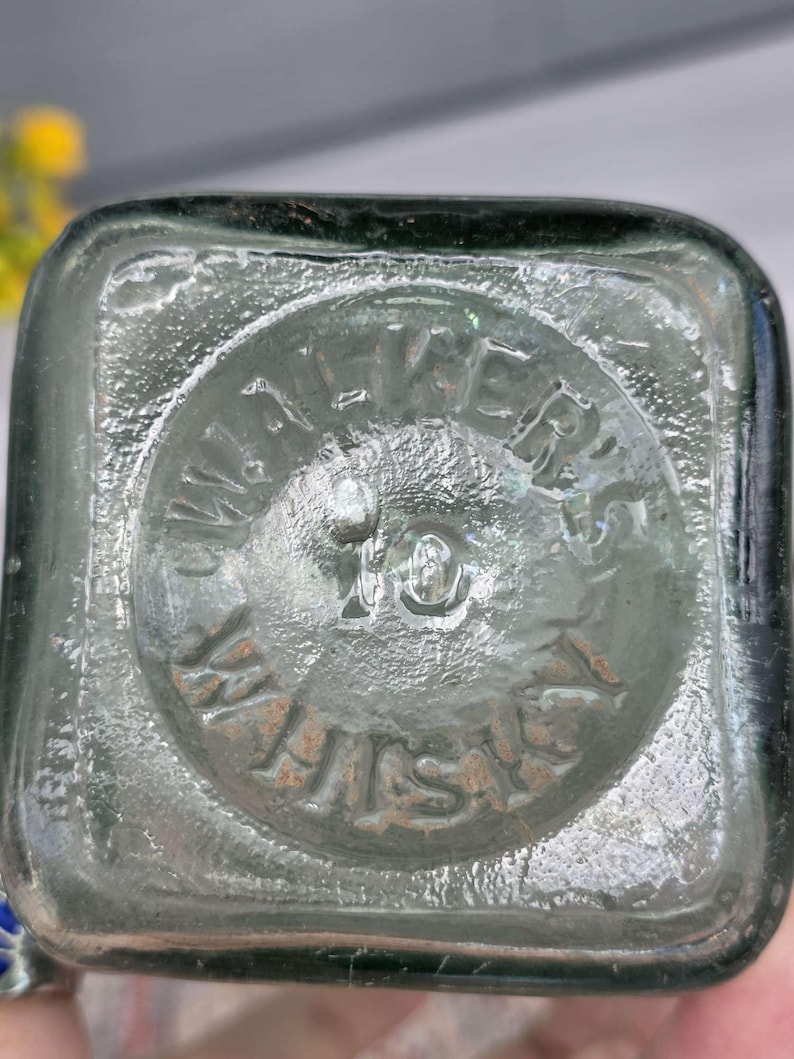Huge 1800s WALKER'S WHiSKY * JOHNNIE WALKER Bottle * Antique Large Aqua Liquor Bottle for Man Cave * Bar Decor * Dad Gift image 3